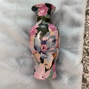Floral Ceramic Vase - Pink and Green